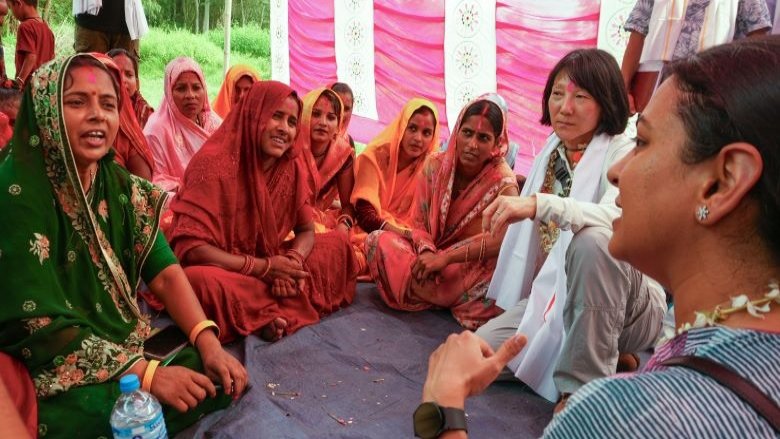 Members of Fuleshwori Nutrition Group share their stories with the World Bank team members in Dhanusha