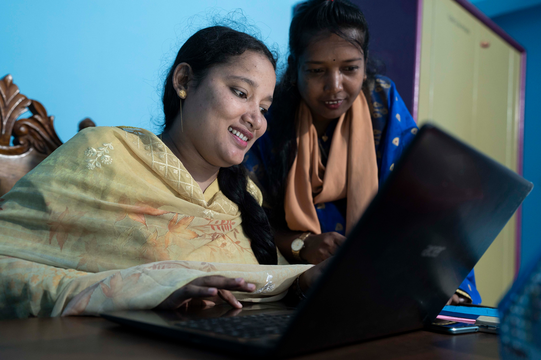 Salma on her laptop